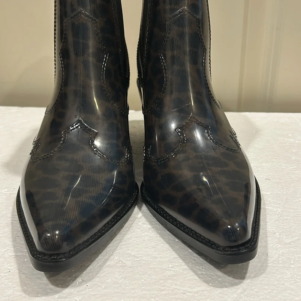 Sam Edelman animal print slip in Winona rubber cowboy ankle Rain Boots size 7